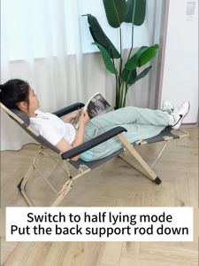 Portable 2 in 1 Reclining Chair Foldable Bed Heavy Duty with Foam 300KG Load Bearing Single Folding Chair Adjustable Office Nap Bed with Mattress Multifunctional Armchair Outdoor Comfortable Folding Chair Bed with Pad Without Installation Freely Adjustable