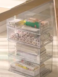 【Woody】 Drawer Storage Box Storage Box Household Kitchen Refrigerator Wardrobe Transparent Clothing Socks Storage Drawer