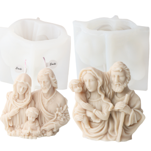 3D Holy Family Statue Silicone Mold Jesus Virgin Mary Baby Family with Three People Candle Resin DIY Tool Religion Home Decor