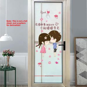 Bathroom Decorative Glass Door Stickers Lotus Flower Tile Wall Decals Waterproof PVC Kitchen Living Room Bathroom Toilet Stickers