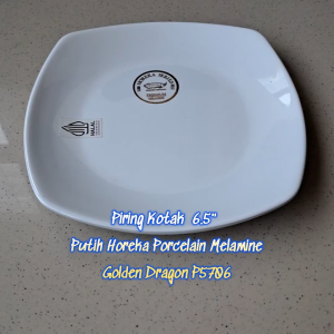 Piring Kotak 6.5" Horeka Porcelain Melamine - Golden Dragon P5706