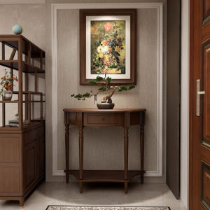 American Semicircle Console Tables Accessible Luxury Console Narrow Table against the Wall Solid Wood Porch Wall Side Cabinet Entrance Half round Table Home