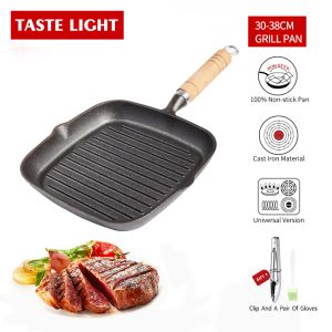 [Ánh sáng vị giác] Chảo nướng BBQ không dính gang Chảo nướng bằng gang gia vị 22cm Chảo nướng cảm ứng chống dính chảo nướng Chảo Gang đúc từ Nhật Bản Chảo nướng an toàn không có lớp phủ chảo Chảo gang chảo rán Bộ dụng cụ nấu nướng