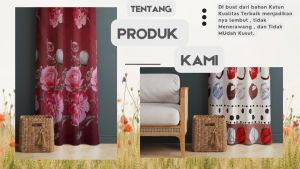 Gorden/hordeng/tirai motif elegan ukuran Tinggi 225cm FREE hook&tali hordeng kordeng gordyn