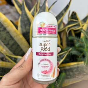 50ml- Lăn Khử Mùi Nữ Lashe Super Food Dưỡng Trắng SángHút Mùi Hôi Khô Thoáng 48h