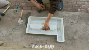 แม่พิมพ์ปูนซีเมนต์รอบสระดอกไม้ สวน รั้วเล็กในชนบท แผงกั้น สระต้นไม้ แม่พิมพ์หินข้าง