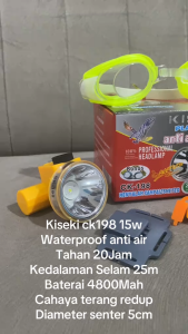 Kiseki Senter Kepala Selam CK-198 Headlamp Diving 15 Meter 15Watt Cahaya Kuning Waterproof
