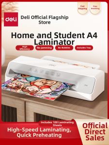De Li | Deli A4 Photo Laminator GQ405 White—Mini Photo Laminator for Office and Home Use