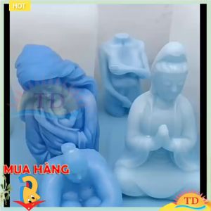 Khuôn nến silicon Phật Bà Quan Âm thiền định khuôn thạch cao hương liệu Quan Âm khuôn đồ trang trí nhà thủ công.(tuỳ chọn khuôn quan âm và đài sen)