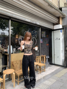 Quần Jeans Ống Rộng Cạp Cao Phong Cách Retro Streetwear Đã Giặt Quần Jeans Denim Thường Ngày Có Nút Đồ Án Cho Nữ