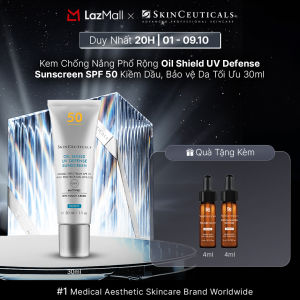 Kem chống nắng phổ rộng không nhờn rít Skinceuticals Oil Shield UV Defense Sunscreen SPF 50 kiềm dầu bảo vệ da tối ưu trước tia UV 30ml