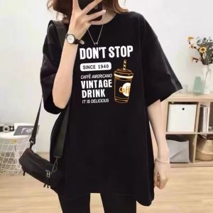 ฤดูร้อน ผ้าฝ้าย เสื้อยืดพิมพ์ลาย ผู้หญิง หลวม คอกลมไหล่ตก ดีไซน์ Sense Small Audience Body Shirt สไตล์เกาหลี