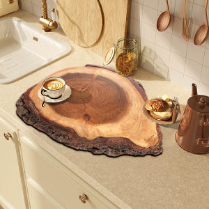 Drain Mat Kitchen Countertop Quick Dry Pad Silicon Dendroid Moisture Proof Simulated Wood Grain Dishwashing Absorbent Bar Stool Mat