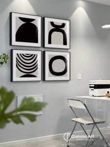 Black and White Abstract Modern Minimal Art Wall Decor Painting