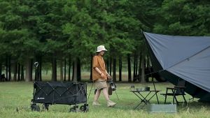 ShineTrip รถเข็นล้อโต แค้มป์ปิ้ง พับได้ รับน้ำหนัก 100 Kg. โครงท่อเหล็กคาร์บอน Folding Trolley สินค้าพร้อมส่งจากไทย