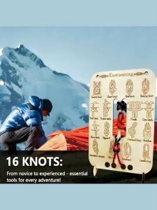 16 Practical Knots Suitable for Outdoor Rope Building Life Saving Essential Skills Practice Wooden Knot Training Board Tools