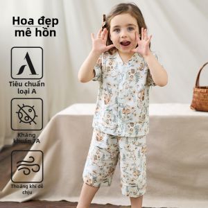 Ou Yun | Bộ Đồ Ngủ Trẻ Em Vải Muslin Nhẹ Mùa Hè