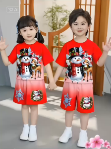 Combo 4 Bộ Cộc Mặc Noel Bộ Cộc Bé Trai Bé Gái In Hoạt Tiết Giáng Sinh Đủ Size 10-45Kg