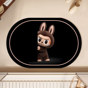 Labubu Cute Cartoon Alien Bathroom Absorbent Soft Diatom Mud Toilet Bathroom Water Absorbing Foot Mat Home Decor Rugs