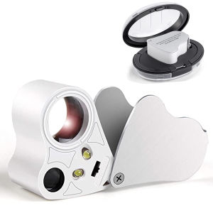 30x 60x Illuminated Jewelers Eye Loupe Magnifier With LED Light Folding Jewelers Magnifying Glass For Diamond Gems Coins Stamps