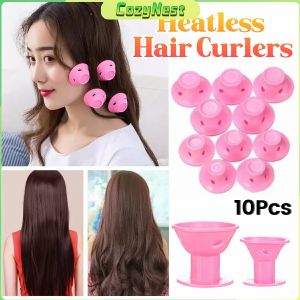 C.N 10Pcs/Set Heatless Hair Curlers Soft Silicone Curls Lazy Curling Rods Hair Styling Tools