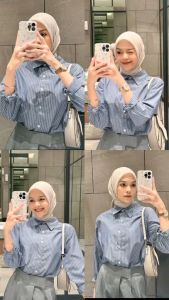 HARA STRIPE SHIRT / KEMEJA SALUR GARIS OVERSIZED / ATASAN WANITA LENGAN PANJANG