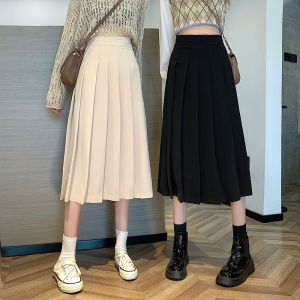 High Waist Pleated A-Line Mid-Length Skirt