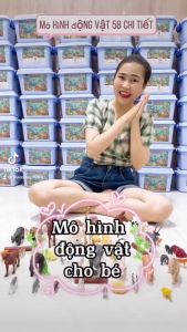 (LOẠI TỐT)Đồ chơi trẻ em Mô hình con vật cho bé trai bé gái khám phá thế giới bộ đồ chơi mô hình thế giới động vật và cây cối 58 chi tiết có hộp đựng