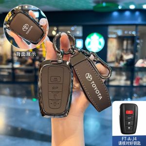 Da bò thật hợp kim kẽm chìa khóa xe thông minh trường hợp bìa Shell cho TOYOTA CHR Camry Corolla chéo Altis RAV4 tuần tiễu mặt đất Prado lai Phụ Kiện Móc khóa chủ Fob không cần chìa