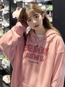 American Retro Oversize Hoodie Jacket Women Loose Lazy Hong Kong Style Small Size Top Couple Matching Cotton Long Sleeve