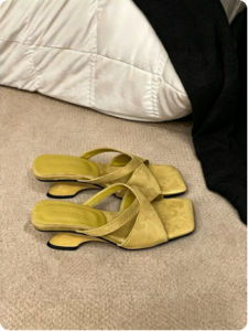NAISHI | Sheepskin Retro Brown Wedge Heeled Open Toe Sandals