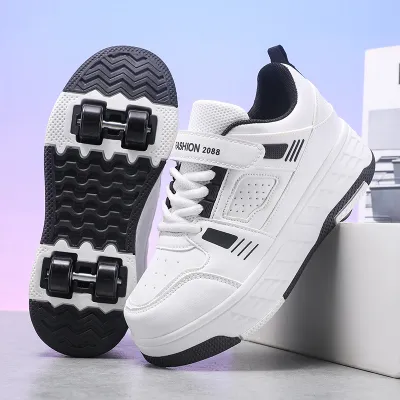 SHIYAN | Four Wheeled Retractable Children Roller Skates Magic Tape