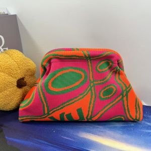 Trendy knitted clip bag versatile large capacity suitable for storage bags New high-end pattern clutch bag