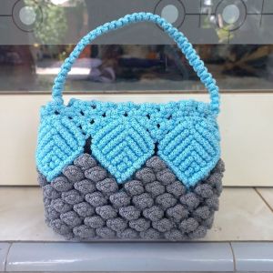 Tas Tali Kur Selempang Motif Bunga Citrus Tas Rajut Tali kur Mewah Model Terbaru Remaja Kekinian Tas Rajut Wanita 2 Warna