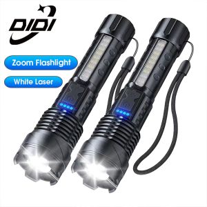 DIDI LED Flashlight High Lumens Rechargeable Light 80000 Lumen with 7 Light Modes IPX6 Waterproof Powerful Handheld Flash Light Lampu Suluh White Laser Light for Camping Home Emergencies