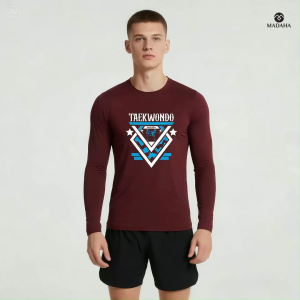 Madaha Kaos Baju Lengan Panjang Dry fit Jersey Olahraga Taekwondo Bushido Figther