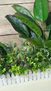 hàng rào cây xanh cắm sẵn như hình dài 50cm VI171 chậu nhựa trang trí ban công tiểu cảnh...hoa giả trang trí