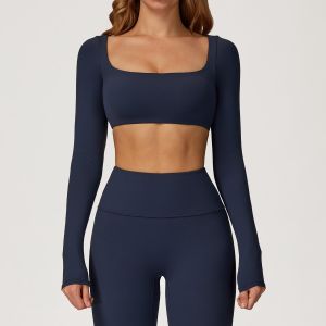 Sweat-wicking Tight-fitting Yoga and Running Top with Chest Pad for Women