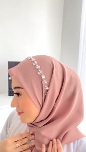 Segiempat Payet Daun Pearly/Segiempat Payet Daun/Hijab Kondangan