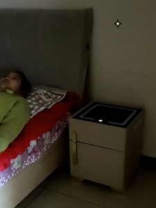 MIZONA Smart Bedside Table Wireless Charging Bedroom LED Light WIth Safety Box Household Lock Small Storage Cabinet Drawer Furniture Meja Sisi Lampu LED Kotak Keselamatan