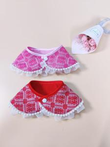 Chinese Style Wedding Celebration Red Saliva Towel Shawl Apron Teddy Doggie Scarf Happiness Double Happiness Character