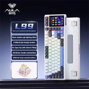 New AULA L99 3.98-Inch Touch Screen Mechanical Keyboard Thri-Mode Gaming Keyboard Wireless Gasket Hot-Swap Music Rgb E-Sports