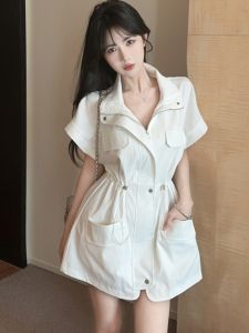 GUZILIAN | ชุดเดรสสั้นแขนกุดสไตล์อเมริกันย้อนยุค ทรงเข้ารูป ดีไซน์เก๋ไก๋ สำหรับผู้หญิงวัย 18-24 ปี ฤดูร้อน 2025 ชุดทำงานสไตล์เกาหลี