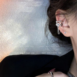 Trendy Fringe Chain Clip-On Earrings for Women No Piercing Required Fresh out Fashionable Minimalist Ear Jewelry