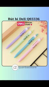 Bút bi bấm Deli Q03336 mực xanh nhiều màu pastel 0.7mm