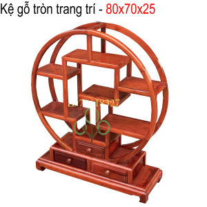 Kệ Trang Trí Gỗ HươngĐế Tròn Phòng Khách Cỡ 85x70x25