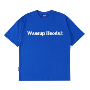 Wassup Heods Basic Cotton T-Shirt Mens Short Sleeve Letter Print Casual Summer Top Quality Pure Cotton round Neck Tee