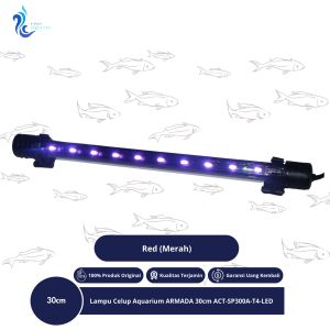 Lampu Aquarium LED Celup Merek ARMADA 30cm ACT-SP300A-T4-LED Warna Merah (Red)