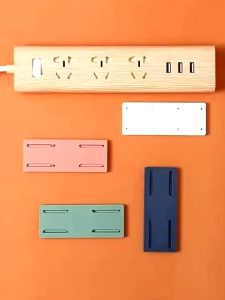 1 Self-adhesive Socket Holder Wall Mounted Power Board Holder Plug-in Wall Mounted Holder