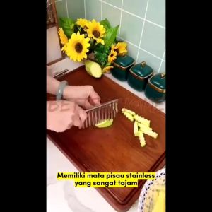 Pisau Ulir Bergelombang Stainless Steel untuk Kentang & Timun